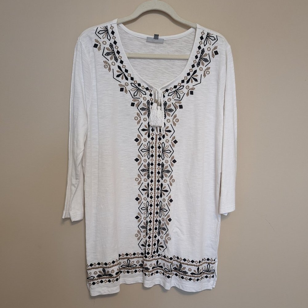 JM Collection white cotton tunic XL EUC